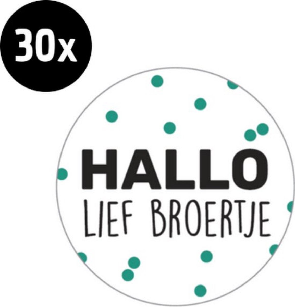 30x Sluitsticker Hallo lief broertje | Groen | 40 mm | Geboorte Sticker | Sluitzegel | Sticker Geboortekaart | Baby nieuws | Zwangerschap |Luxe Sluitzegel